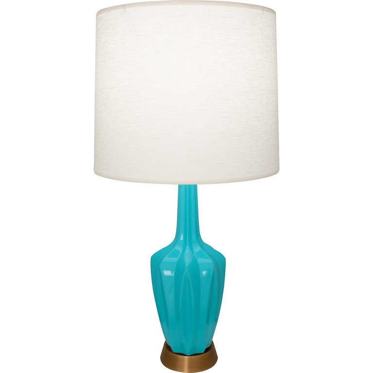 Robert Abbey - PC36 - One Light Accent Lamp - Small Emma - Peacock Glazed Ceramic w/Warm Brass
