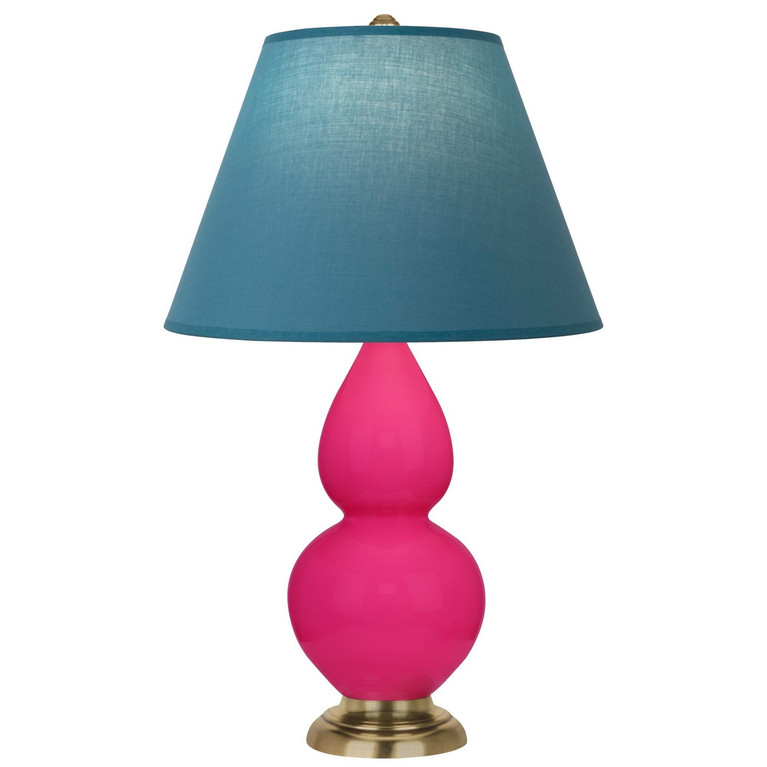 Robert Abbey - RZ10B - One Light Accent Lamp - Small Double Gourd - Razzle Rose Glazed Ceramic w/Antique Natural Brass
