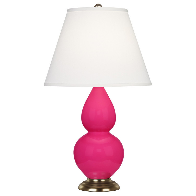 Robert Abbey - RZ10X - One Light Accent Lamp - Small Double Gourd - Razzle Rose Glazed Ceramic w/Antique Natural Brass