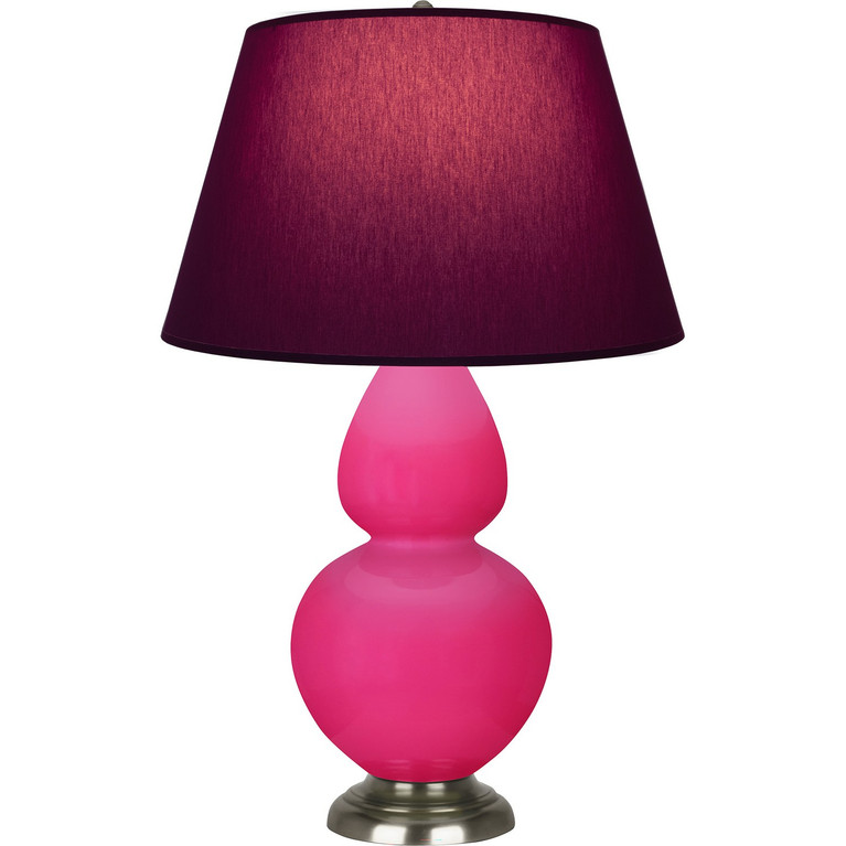 Robert Abbey - RZ22P - One Light Table Lamp - Double Gourd - Razzle Rose Glazed Ceramic w/Antique Silver