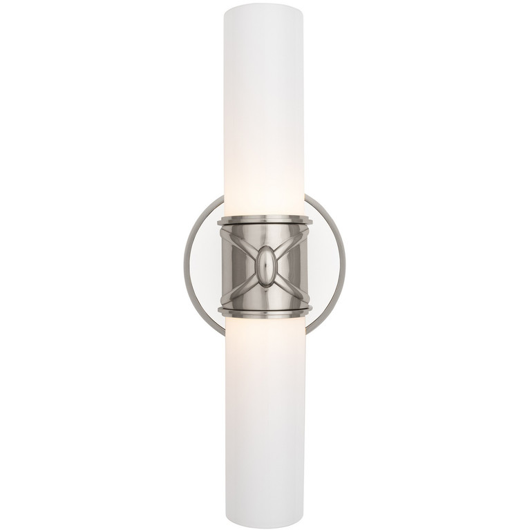 Robert Abbey - S1979 - Two Light Wall Sconce - Chase - Polished Nickel w/Polished Cased White