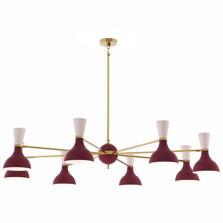 Robert Abbey - SM08RW - Eight Light Chandelier - Clare - Modern Brass w/Sugar Plum Rose Water Painted