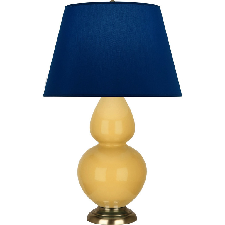Robert Abbey - SU20N - One Light Table Lamp - Double Gourd - Sunset Yellow Glazed Ceramic w/Antique Natural Brass