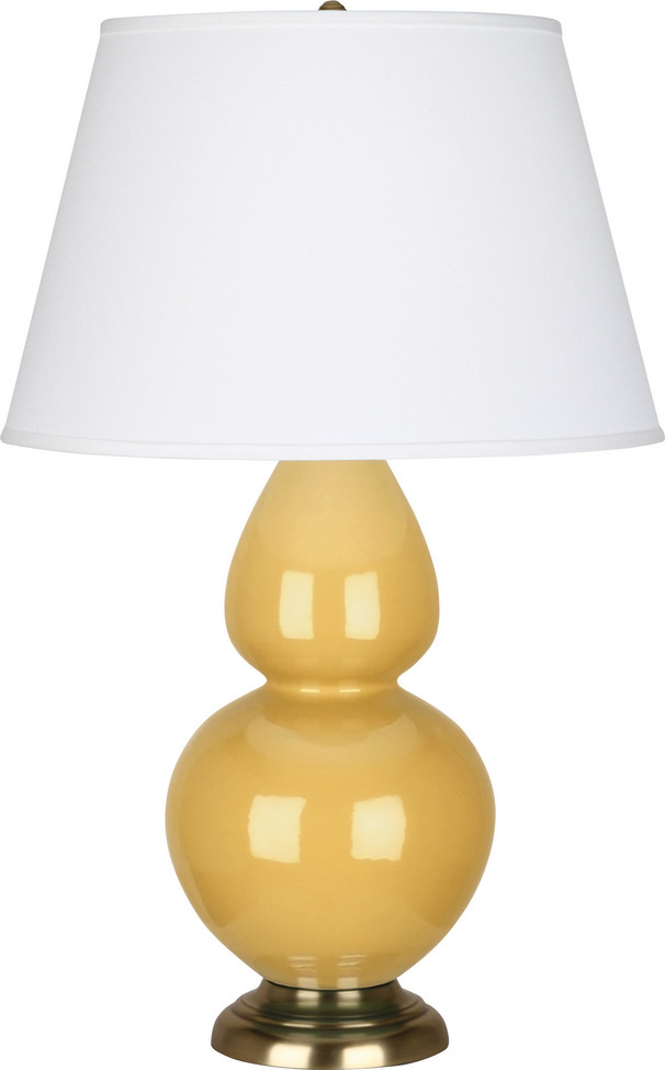 Robert Abbey - SU20X - One Light Table Lamp - Double Gourd - Sunset Yellow Glazed Ceramic w/Antique Natural Brass