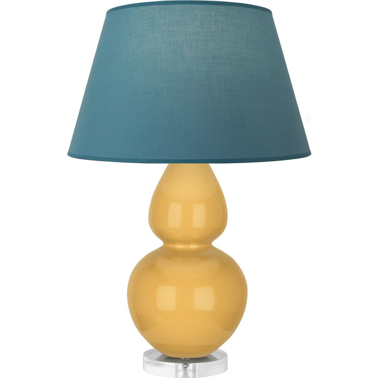 Robert Abbey - SU23B - One Light Table Lamp - Double Gourd - Sunset Yellow Glazed Ceramic w/Lucite