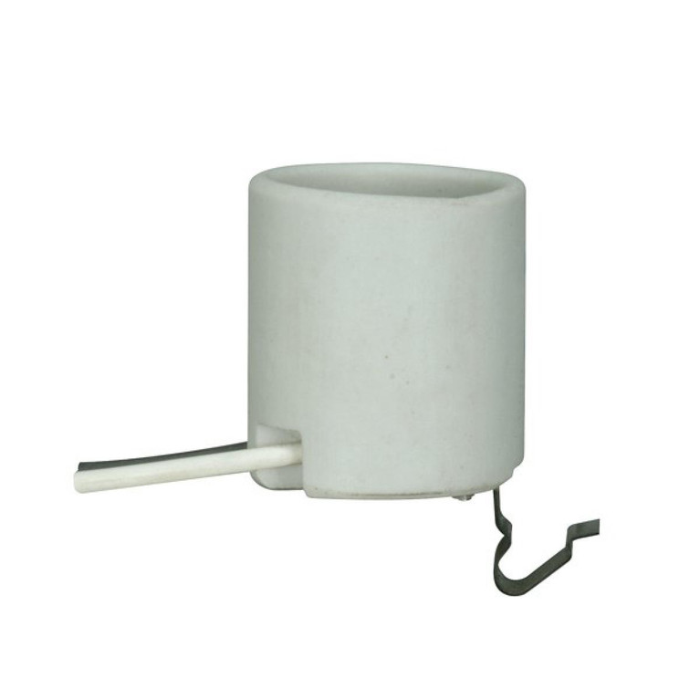 Satco - 80-1221 - Keyless Porcelain Socket W/Snap-In Clip - White
