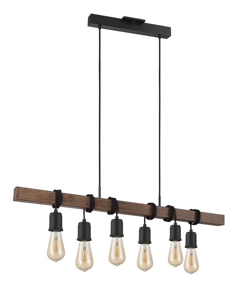 Eglo USA - 204243A - Six Light Pendant - Violon - Black Dark Brown