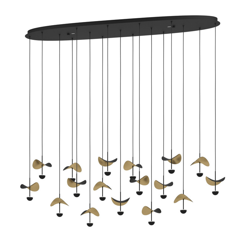 Eglo USA - 390343A - LED Linear Pendant - Dracera - Black & Gold Leaf