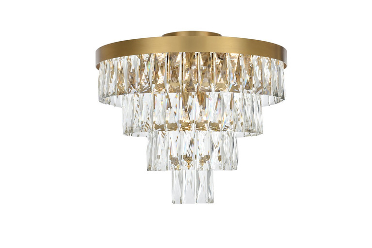 Elegant Lighting - 1060F18SG - Six Light Flush Mount - Josephine - Satin Gold and Clear