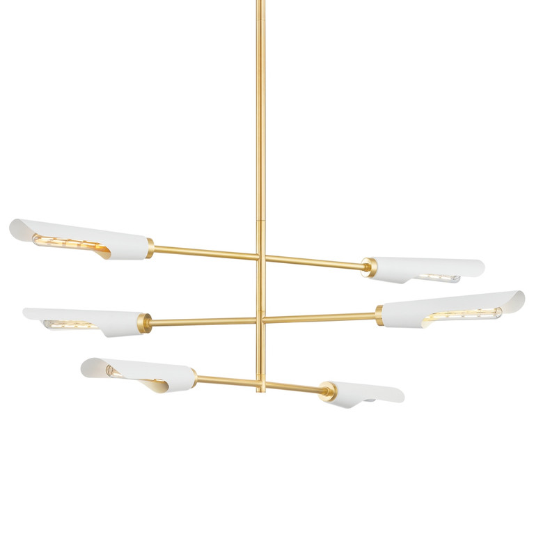 Mitzi - H828806-AGB/SWH - Six Light Chandelier - Harperrose - Aged Brass