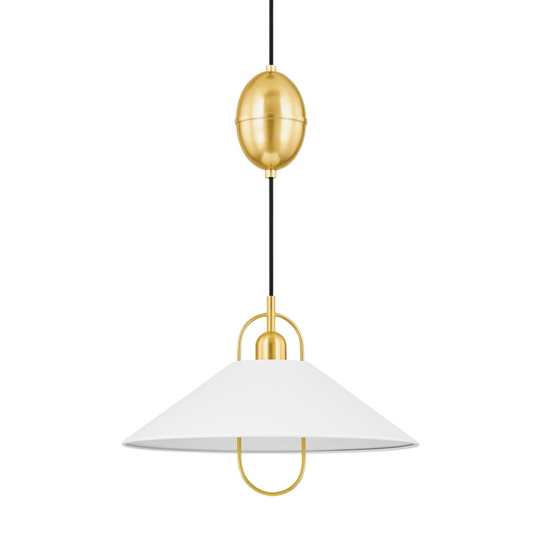 Mitzi - H866701-AGB/SWH - One Light Pendant - Mariel - Aged Brass