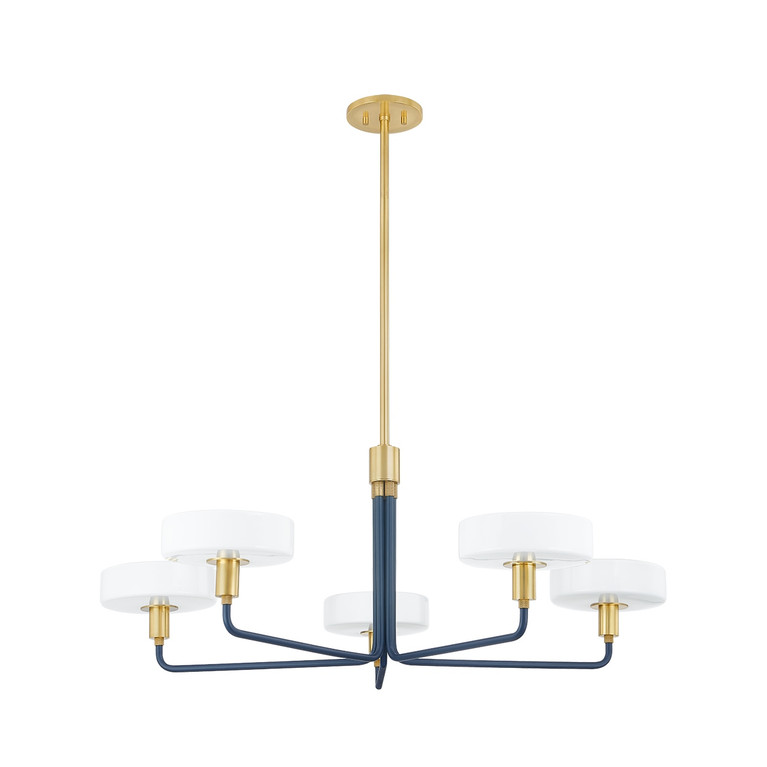 Mitzi - H886805-AGB/SBL - Five Light Chandelier - Aston - Aged Brass