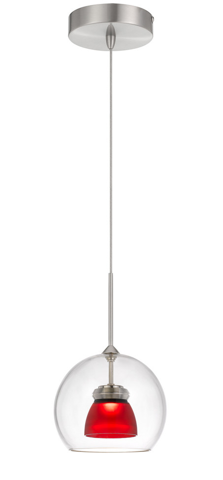Cal Lighting - UP-335-CL-REDFR - LED Mini Pendant - Dimmable with Lutron Brand Dimmers: DVCL-153P SCL - Frosted Red