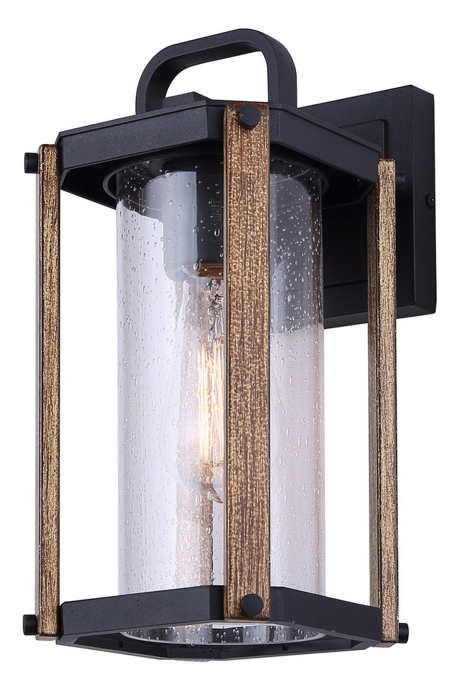 Canarm - IOL697BKW - One Light Outdoor Wall Mount - Aki - Black And Wood