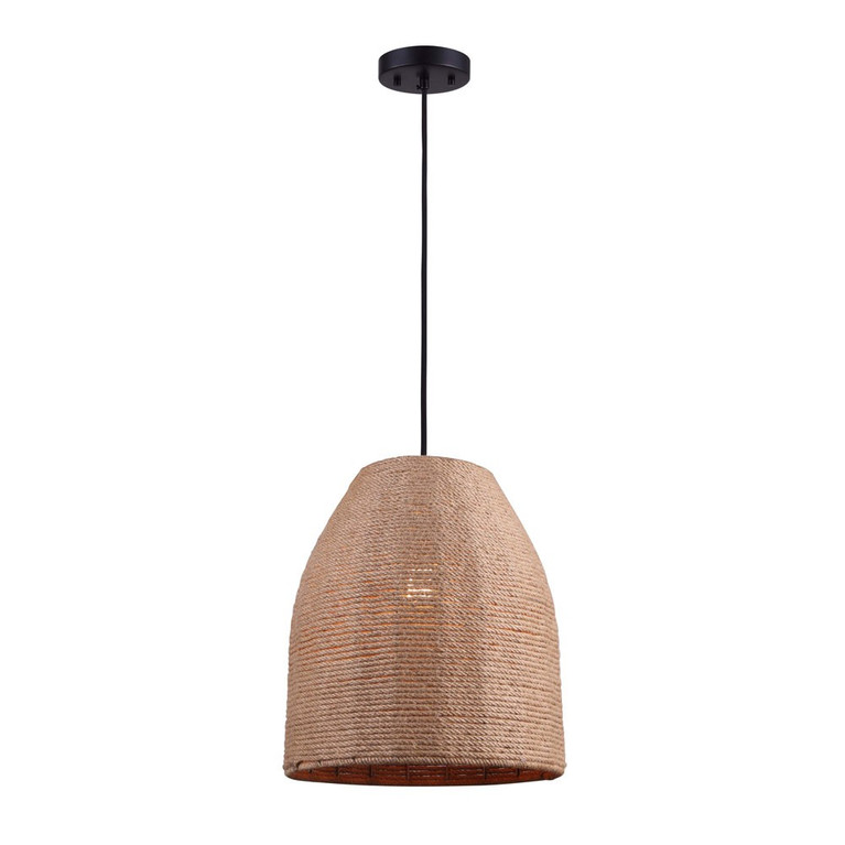 Canarm - IPL785B01BKR - One Light Pendant - Aubrie - Matte Black/Rope Color