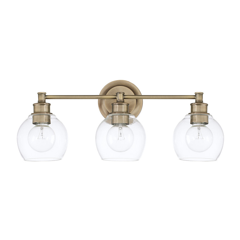 Capital Lighting - 121131AD-426 - Three Light Vanity - Mid Century - Aged Brass