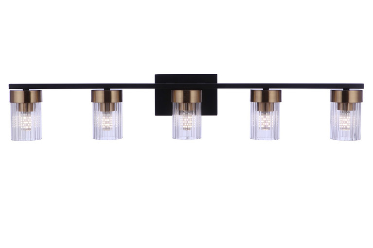 Craftmade - 11835FBSB5 - Five Light Vanity - Bond Street - Flat Black/Satin Brass