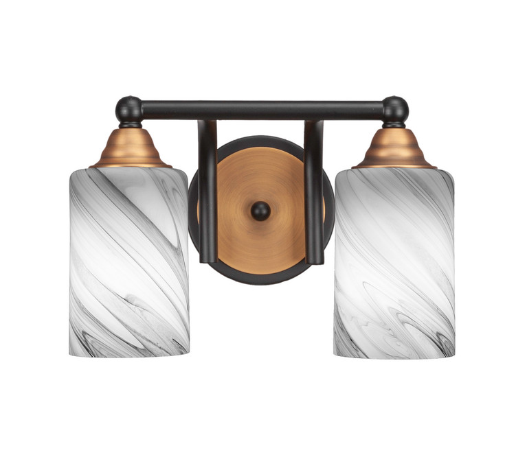 Toltec Lighting - 3422-MBBR-3009 - Two Light Bath Bar - Paramount - Matte Black & Brass