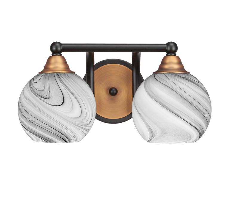 Toltec Lighting - 3422-MBBR-4109 - Two Light Bath Bar - Paramount - Matte Black & Brass