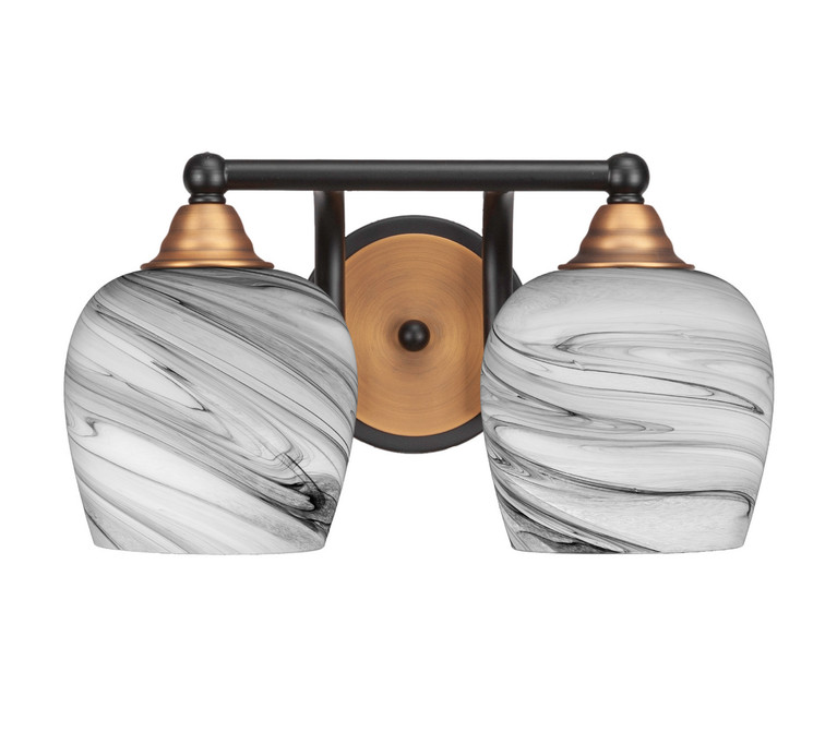Toltec Lighting - 3422-MBBR-4819 - Two Light Bath Bar - Paramount - Matte Black & Brass