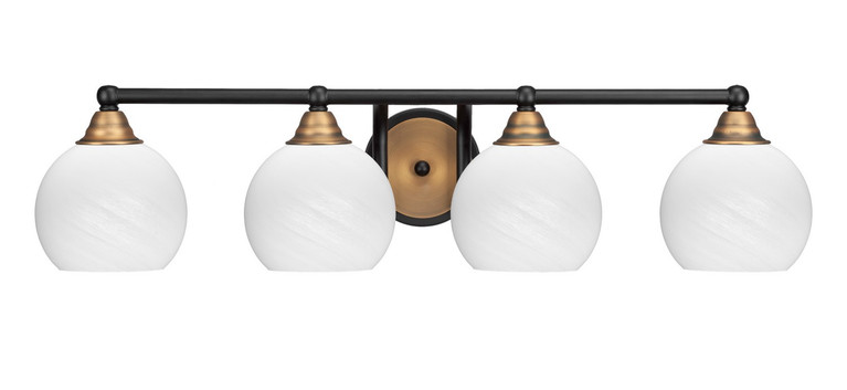 Toltec Lighting - 3424-MBBR-4101 - Four Light Bath Bar - Paramount - Matte Black & Brass