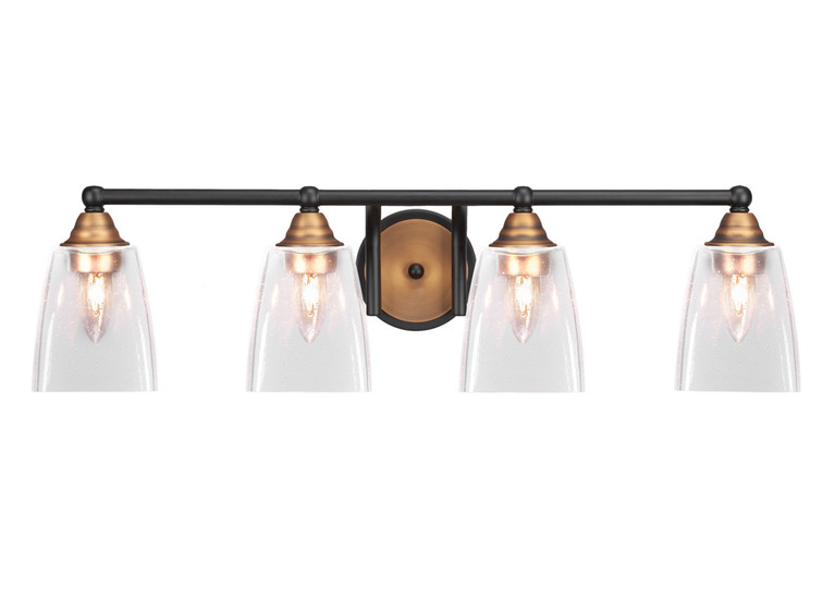 Toltec Lighting - 3424-MBBR-461 - Four Light Bath Bar - Paramount - Matte Black & Brass