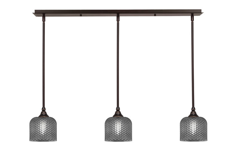 Toltec Lighting - 36-DG-4612 - Three Light Linear Pendalier - Stem - Dark Granite