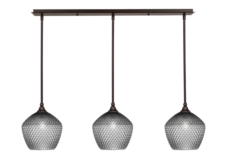 Toltec Lighting - 36-DG-4922 - Three Light Linear Pendalier - Stem - Dark Granite