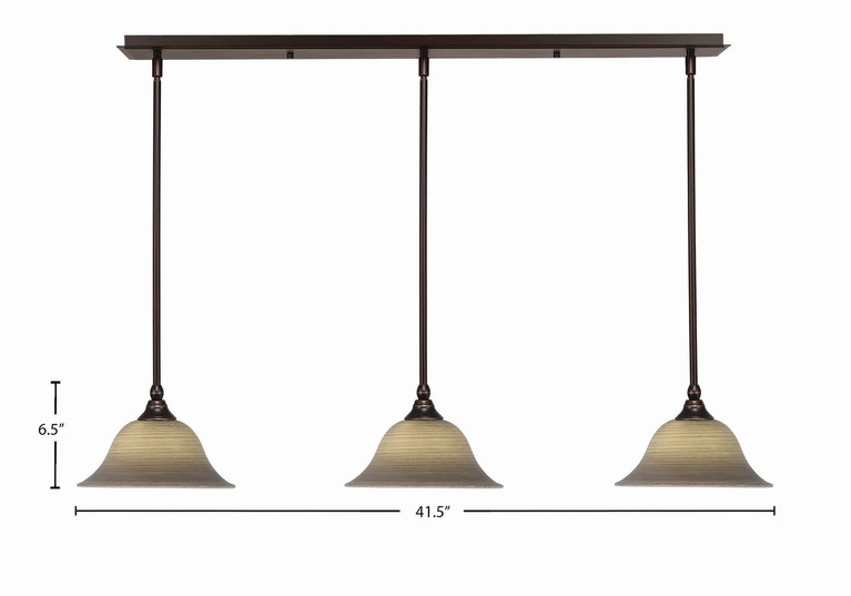 Toltec Lighting - 36-DG-603 - Three Light Linear Pendalier - Any - Dark Granite