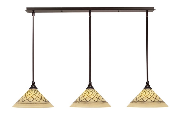 Toltec Lighting - 36-DG-7182 - Three Light Linear Pendalier - Any - Dark Granite