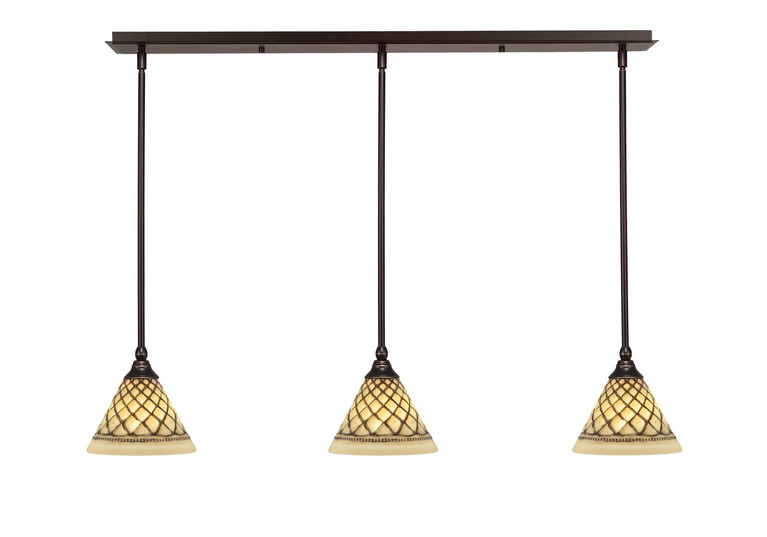 Toltec Lighting - 36-DG-7185 - Three Light Linear Pendalier - Any - Dark Granite