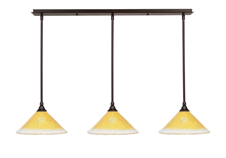 Toltec Lighting - 36-DG-774 - Three Light Linear Pendalier - Any - Dark Granite