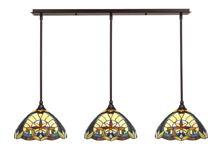 Toltec Lighting - 36-DG-9369 - Three Light Linear Pendalier - Stem - Dark Granite