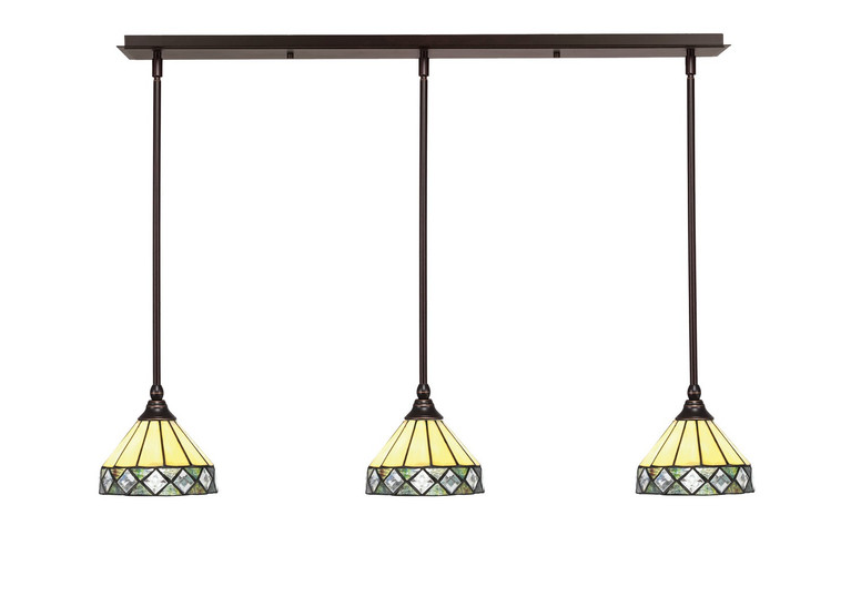 Toltec Lighting - 36-DG-9405 - Three Light Linear Pendalier - Stem - Dark Granite