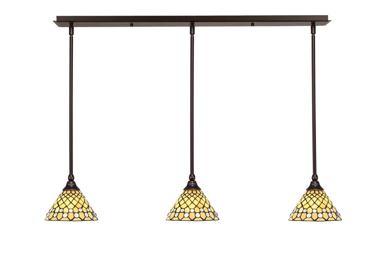 Toltec Lighting - 36-DG-9415 - Three Light Linear Pendalier - Stem - Dark Granite