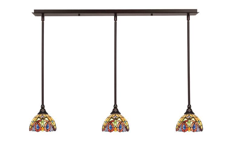 Toltec Lighting - 36-DG-9445 - Three Light Linear Pendalier - Stem - Dark Granite