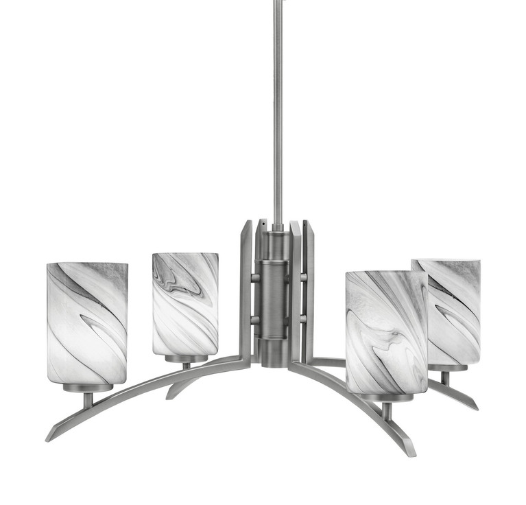 Toltec Lighting - 3704-GP-3009 - Four Light Chandelier - Kurve - Graphite