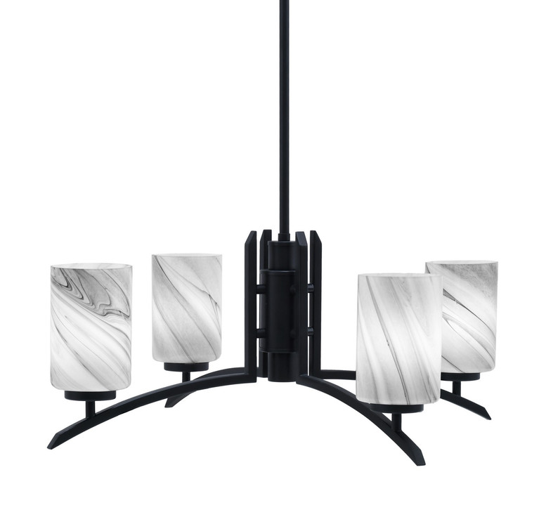 Toltec Lighting - 3704-MB-3009 - Four Light Chandelier - Kurve - Matte Black
