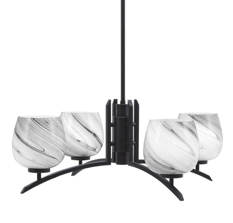 Toltec Lighting - 3704-MB-4819 - Four Light Chandelier - Kurve - Matte Black