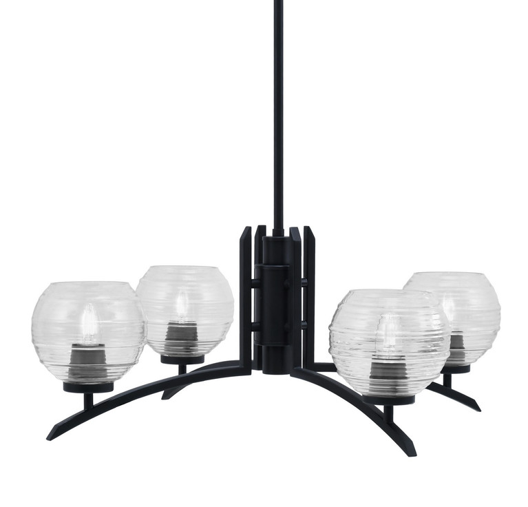 Toltec Lighting - 3704-MB-5110 - Four Light Chandelier - Kurve - Matte Black