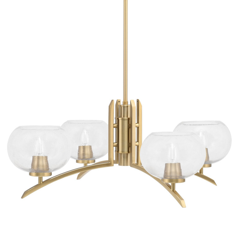 Toltec Lighting - 3704-NAB-202 - Four Light Chandelier - Kurve - New Age Brass