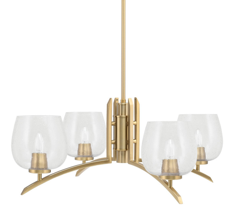 Toltec Lighting - 3704-NAB-4810 - Four Light Chandelier - Kurve - New Age Brass