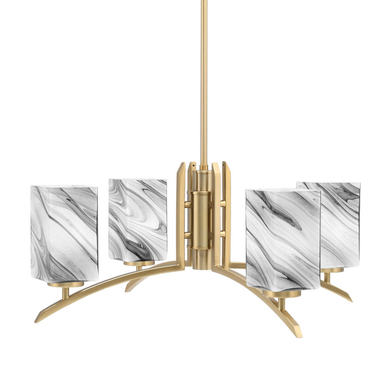 Toltec Lighting - 3704-NAB-549 - Four Light Chandelier - Kurve - New Age Brass
