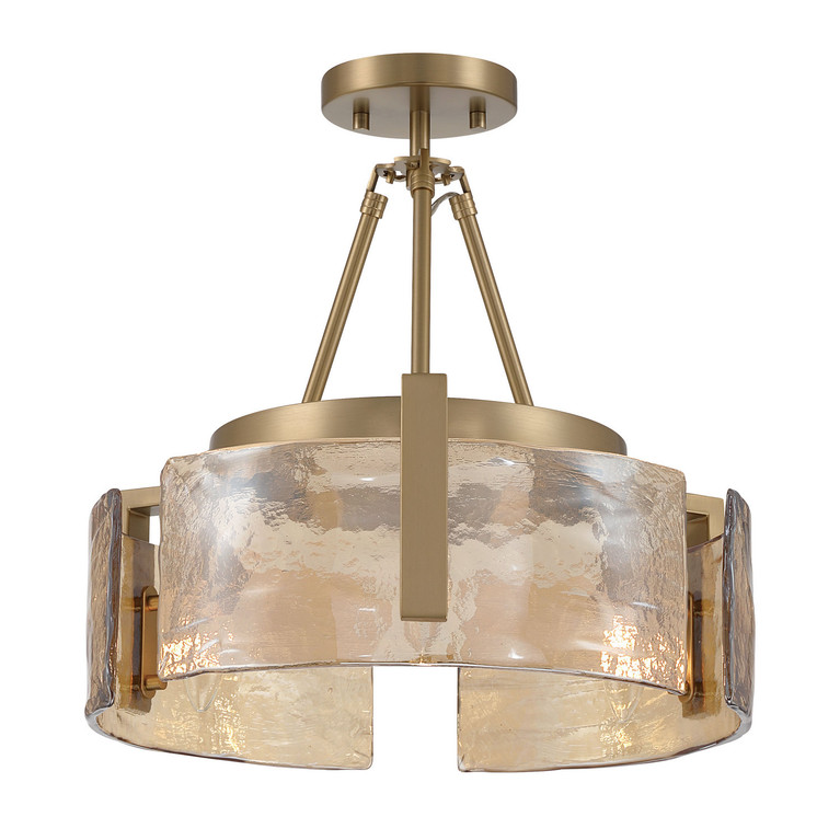 Golden - 3164-3SF BCB-AWG - Three Light Semi-Flush Mount - Aenon - Brushed Champagne Brass