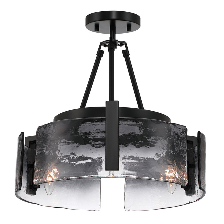 Golden - 3164-3SF BLK-SWG - Three Light Semi-Flush Mount - Aenon - Matte Black