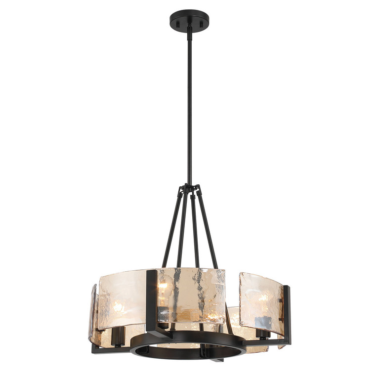 Golden - 3164-4 BLK-AWG - Four Light Chandelier - Aenon - Matte Black