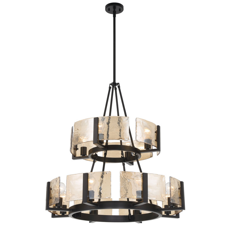 Golden - 3164-4-8 BLK-AWG - 12 Light Chandelier - Aenon - Matte Black