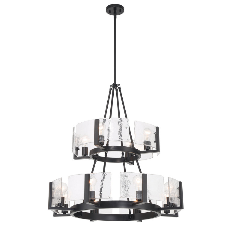 Golden - 3164-4-8 BLK-HWG - 12 Light Chandelier - Aenon - Matte Black