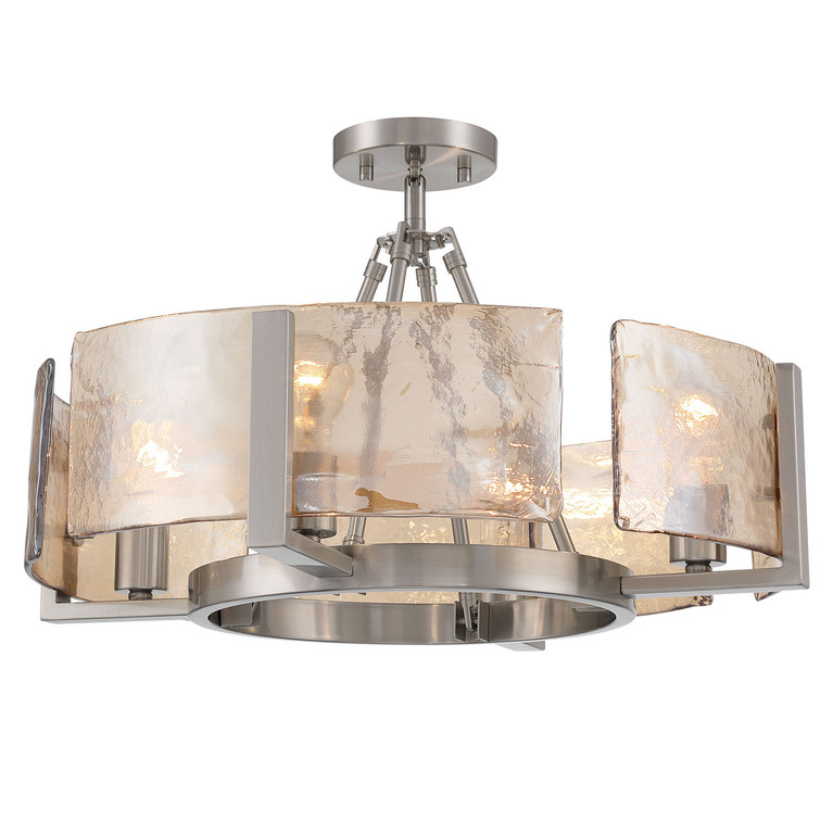 Golden - 3164-4SF PW-AWG - Four Light Semi-Flush Mount - Aenon - Pewter