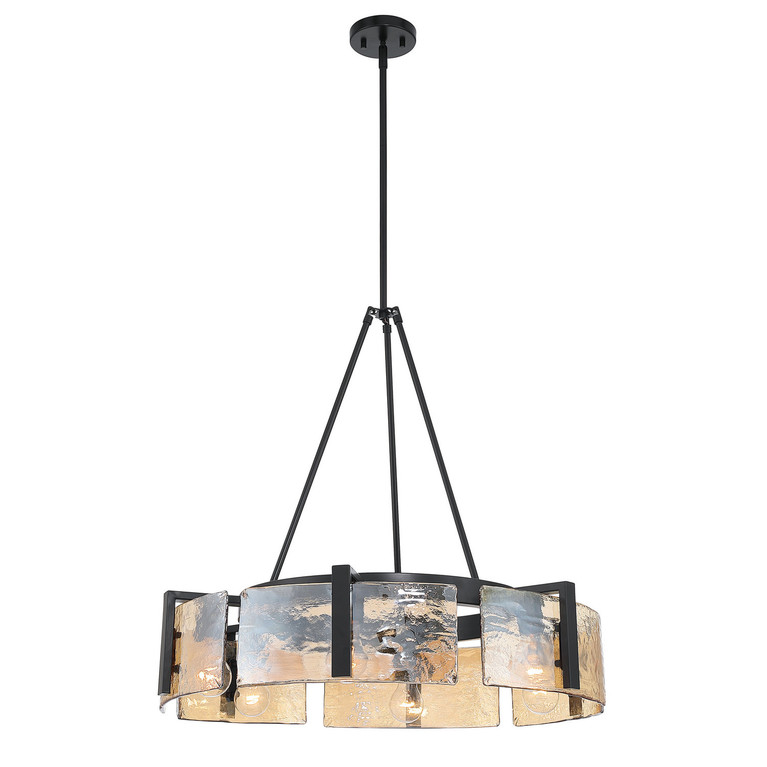 Golden - 3164-6 BLK-AWG - Six Light Chandelier - Aenon - Matte Black